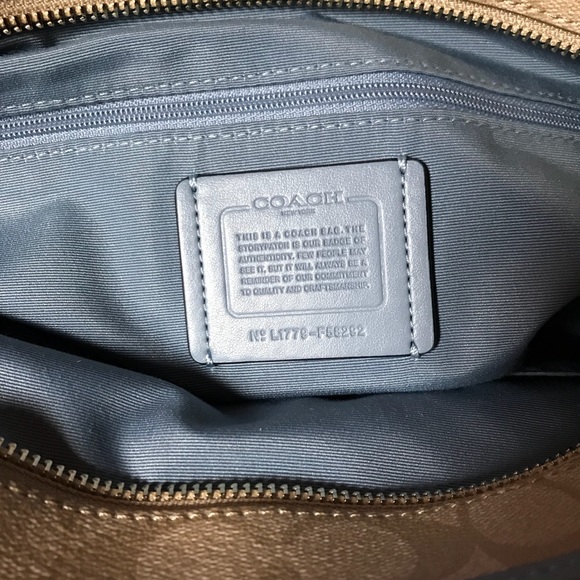 Coach khaki/blue leather city zip tote NWT - Picture 3 of 8